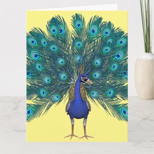 孔雀アートビッグ誕生日グリーティングカード サンキューカード (正面)