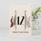 孔雀アールデコしゃれているクリスマステーブル番号12 招待状 (スタンド正面)