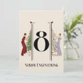 孔雀アールデコしゃれているクリスマステーブル番号8 招待状 (スタンド正面)