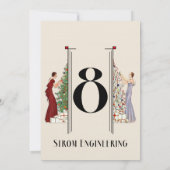 孔雀アールデコしゃれているクリスマステーブル番号8 招待状 (裏面)