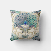 孔雀アールデコ新しいバタフライエレガント金ゴールド クッション (正面)