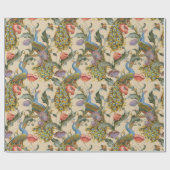 孔雀アールヌーボーフローラルパターンラッピング紙 ラッピングペーパー (フラット)