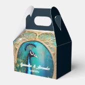 孔雀アールヌーヴェア金ゴールドフレーム高級結婚鳥の フェイバーボックス (正面サイド)