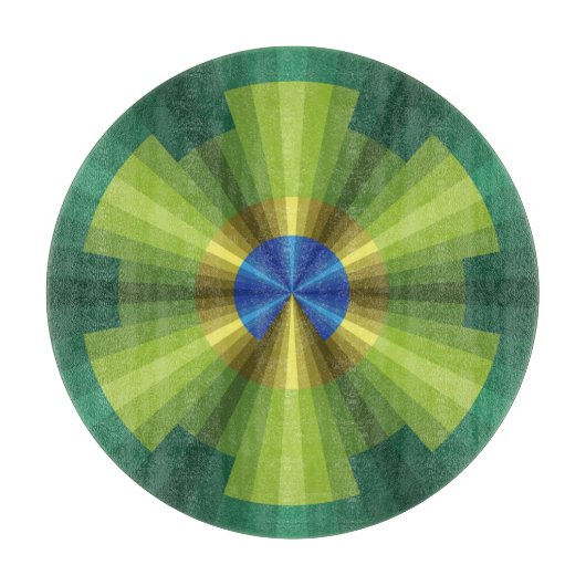 孔雀イリュージョン型ガラス切断板 カッティングボード (正面)