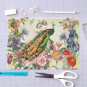 孔雀ウィリアム・モリスフローラティッシュペーパー 薄葉紙 (クラフト)