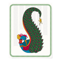 孔雀エレガンス：マドフバニ美術ポスター