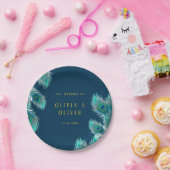 孔雀エレガントの羽と金ゴールド結婚ズ ペーパープレート (パーティー)