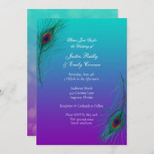 孔雀エレガントの羽結婚根 招待状 (正面/裏面)