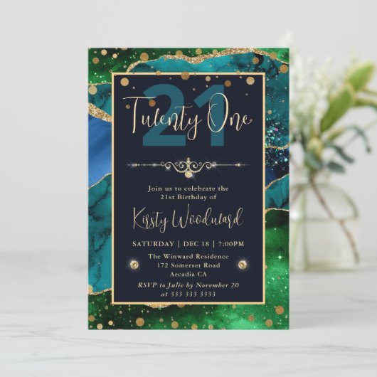 孔雀エレガントグリッターアゲテバースデーパーティー 招待状 (スタンド正面)