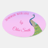 孔雀エレガントブライダルシャワーグッズ焼いた 楕円形シール (正面)