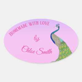 孔雀エレガントブライダルシャワーグッズ焼いた 楕円形シール