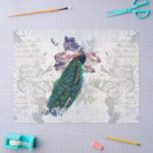 孔雀エレガントヴィンテージイラストレーションエフェメラ 薄葉紙 (クラフト)