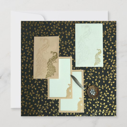 孔雀エレガント招待状 | インドの結婚式 招待状 (正面)