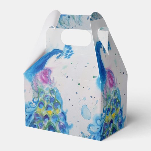 孔雀エレガント水色の鳥の鳥ネイビーブルー フェイバーボックス (裏面サイド)