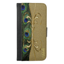 孔雀エレガント羽ゴールデンオーナメントモノグラム