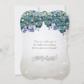 孔雀エレガント羽ティール(緑がかった色)ブルーグリーンターコイズ 招待状 (裏面)