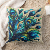 孔雀エレガント羽デザイン クッション (ブランケット)