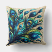 孔雀エレガント羽デザイン クッション (裏面)