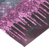 孔雀エレガント羽パープルダマスク金ゴールドグリッター ロングテーブルランナー (コーナー)