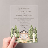 孔雀エレガント羽ビンテージウェディング アクリル招待状 (インサイチュ (ポータブル))