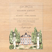 孔雀エレガント羽ビンテージウェディング アクリル招待状 (正面)