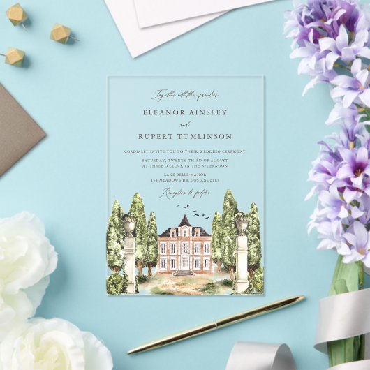 孔雀エレガント羽ビンテージウェディング アクリル招待状 (インサイチュ (ウェディング))