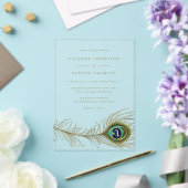 孔雀エレガント羽ビンテージウェディング アクリル招待状 (インサイチュ (ウェディング))