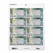 孔雀エレガント羽ホワイトブルー金ゴールド結婚ズ ラベル (フルシート)