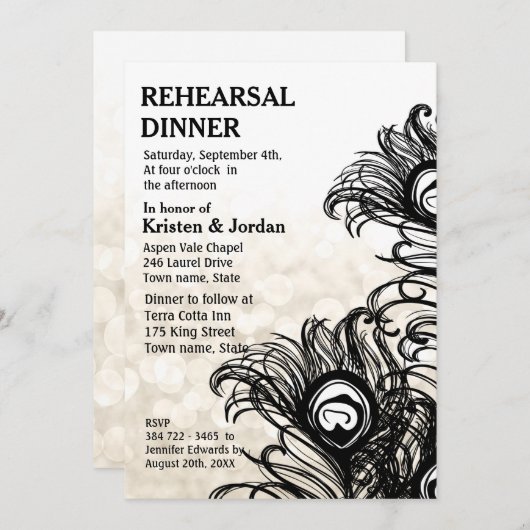 孔雀エレガント羽リハーサルディナー 招待状 (正面/裏面)