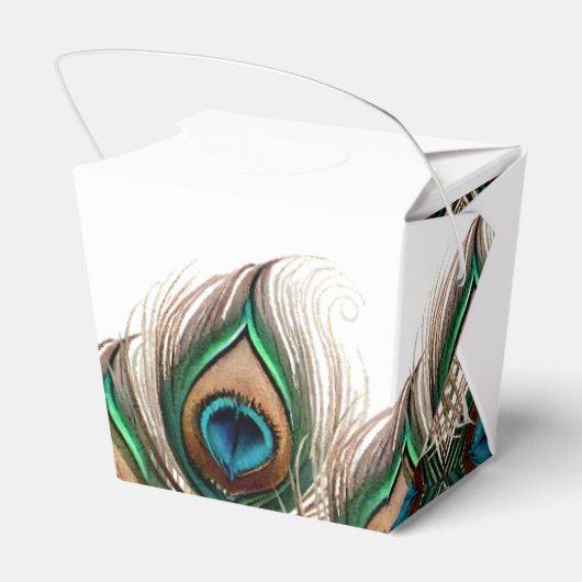 孔雀エレガント羽結婚式の引き出物箱 フェイバーボックス (裏面サイド)