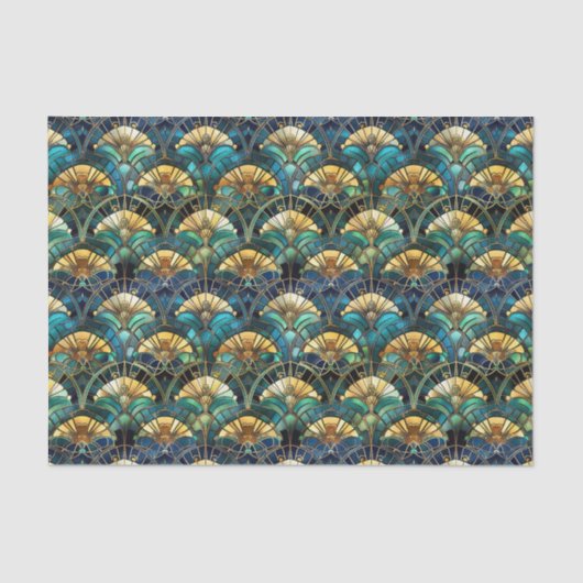 孔雀エレガント色ステンドグラスのデコパージュ 薄葉紙 (正面)