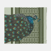 孔雀エレガント鳥の愛好家 フリースブランケット (正面(横))