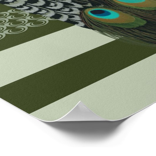 孔雀エレガント鳥の愛好家 ポスター (角)