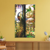 孔雀オウム鳥ステンドグラス延伸キャンバス キャンバスプリント (インサイチュ (リビング))