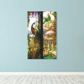 孔雀オウム鳥ステンドグラス延伸キャンバス キャンバスプリント (インサイチュ (ウッドフロア))