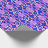 孔雀オリエンタルパラソル日本ピンクブルー ラッピングペーパー (角)