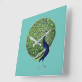 孔雀オープンファン スクエア壁時計 (傾斜)