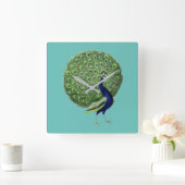 孔雀オープンファン スクエア壁時計 (ホーム)