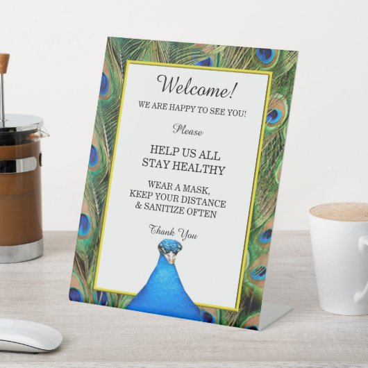 孔雀カラフルの結婚安全 台座サイン (インサイチュ)