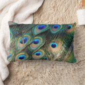孔雀カラフルの羽 ランバークッション (ブランケット)
