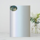 孔雀カラフルの羽 便箋 (スタンド正面)