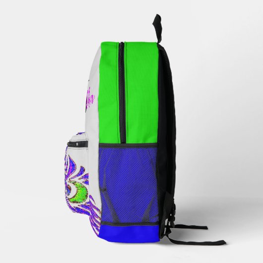 孔雀カラフルグラフィックパーソナライズされたバックパック プリントバックパック (右)