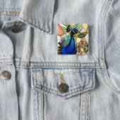 孔雀カラフルモザイクバッジ 缶バッジ (インサイチュ)