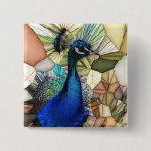 孔雀カラフルモザイクバッジ 缶バッジ (正面)