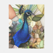 孔雀カラフルモザイクフリースブランケット フリースブランケット (正面)