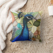 孔雀カラフルモザイク装飾用クッション クッション (ブランケット)