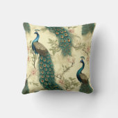 孔雀カラフルヴィンテージ水彩イラストレーション クッション (裏面)