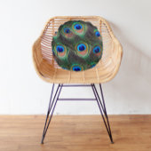 孔雀カラフル羽アイズポットパターン ラウンドクッション