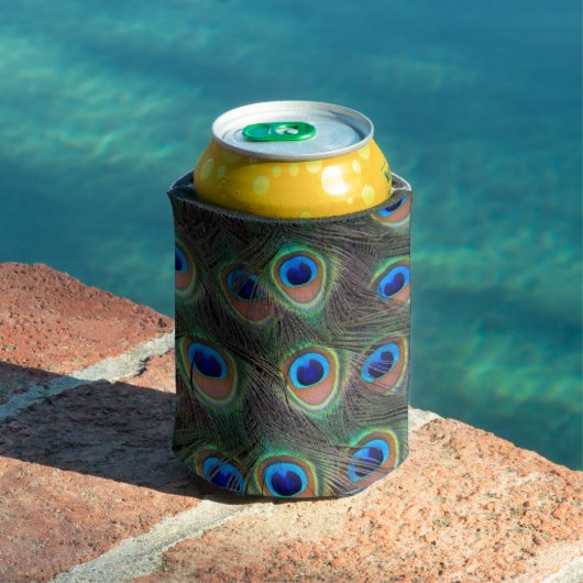 孔雀カラフル羽アイズポットパターン 缶クーラー (インサイチュ プール)