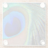 孔雀カラフル羽アイズポット ガラスコースター (裏面)